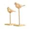 Gold Metal Bird Sculpture with Gold Foil Texturing Set